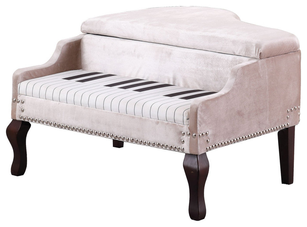 Silver Velour Baby Grand Piano Storage Bench