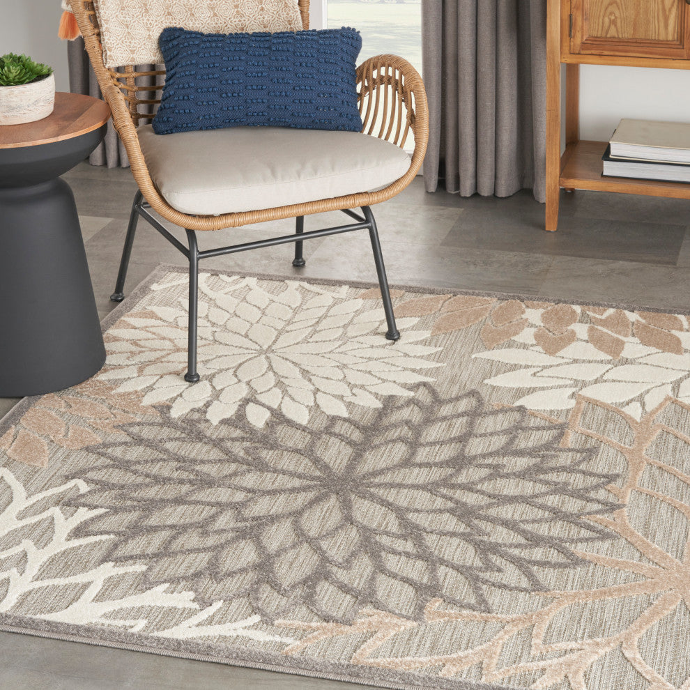 Nourison Aloha 5' x Square Natural Tropical Area Rug