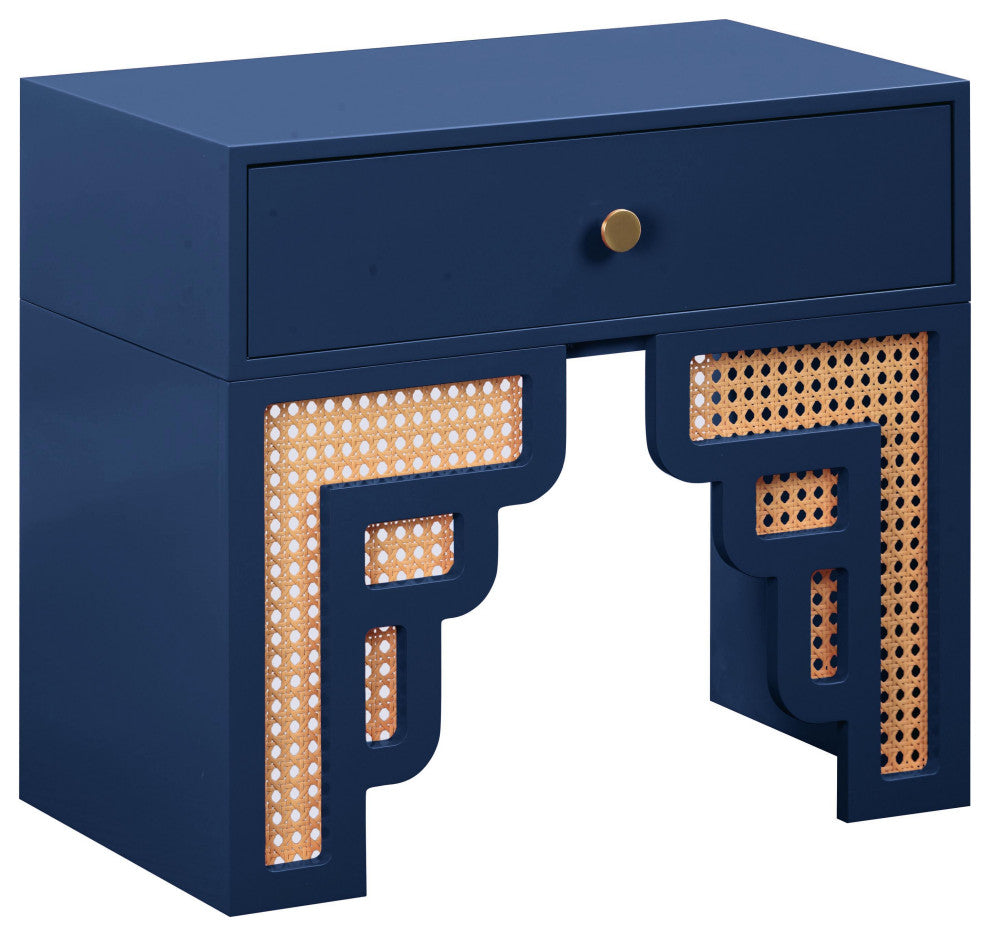 Suzie Navy/Rattan Nightstand