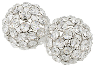 6" Silver Faux Crystal and Silver Decorative Orb Tabletop Sculpture