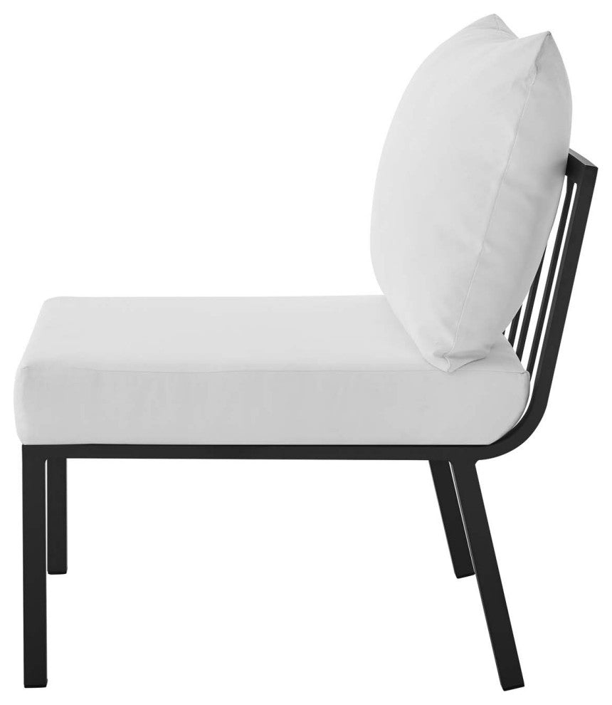Lounge Sectional Sofa Chair Set, Aluminum, Metal, Gray White, Outdoor