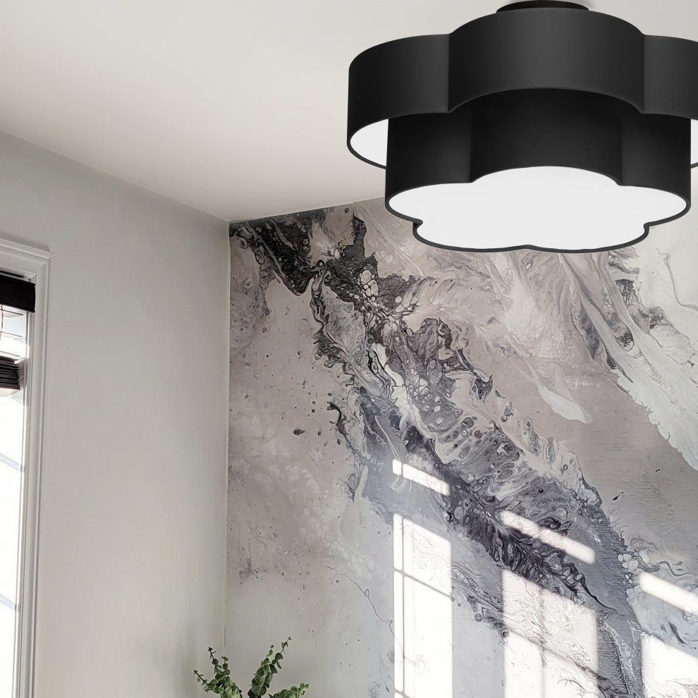 Black Contemporary Flush Mount With Matte Black Metal