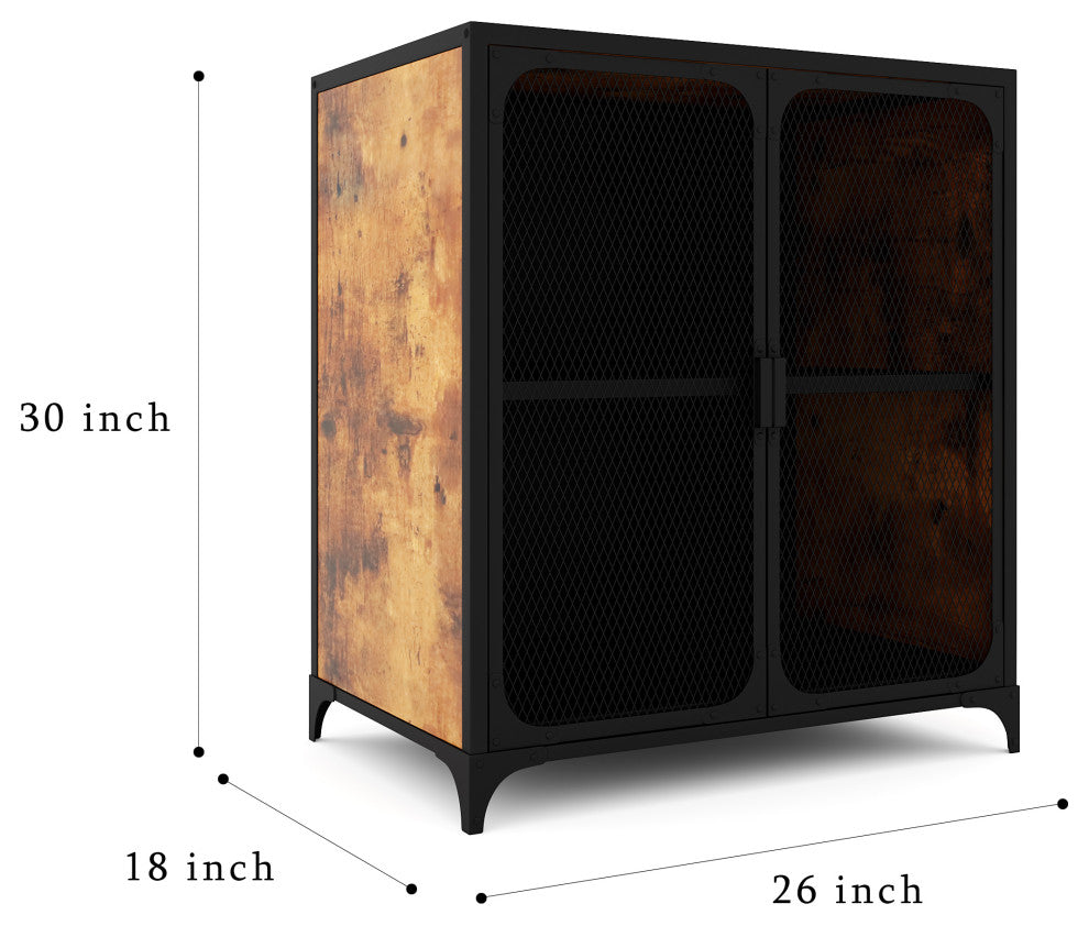 Rustic 2-Door Cabinet With Mesh Doors