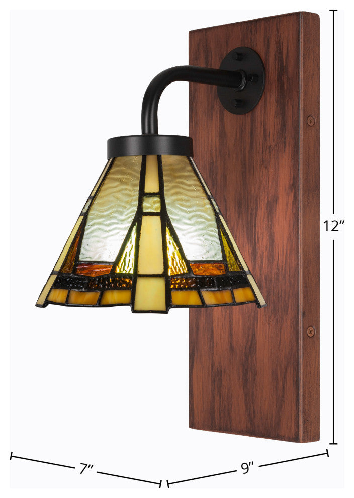 Oxbridge 1-Light Wall Sconce, Matte Black & Painted Wood-look Metal/Zion Art