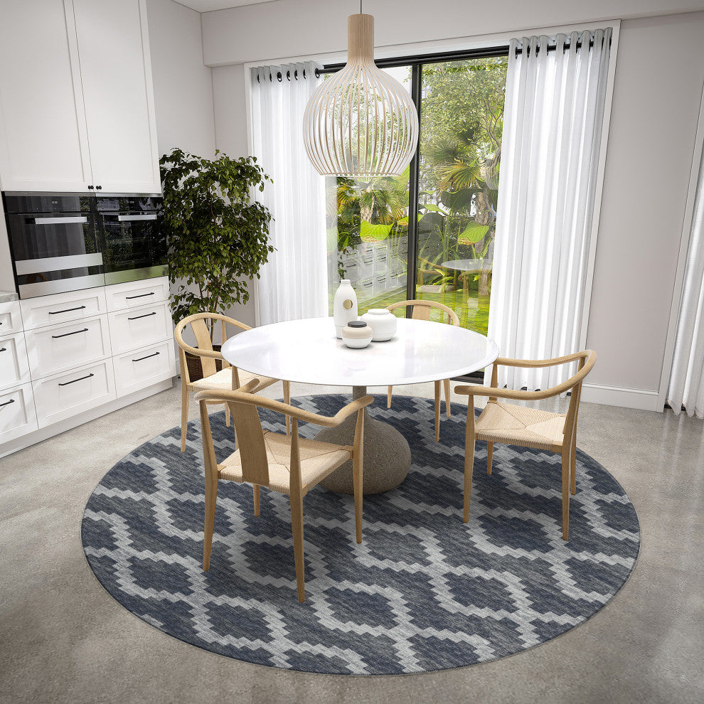 Indoor/Outdoor Sedona SN9 Midnight Machine Washable 6' x 6' Round Rug
