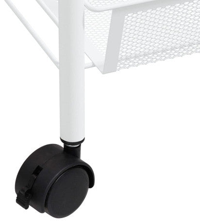 vidaXL 4-Tier Kitchen Trolley Storage Utility Cart with Mesh Baskets White Iron