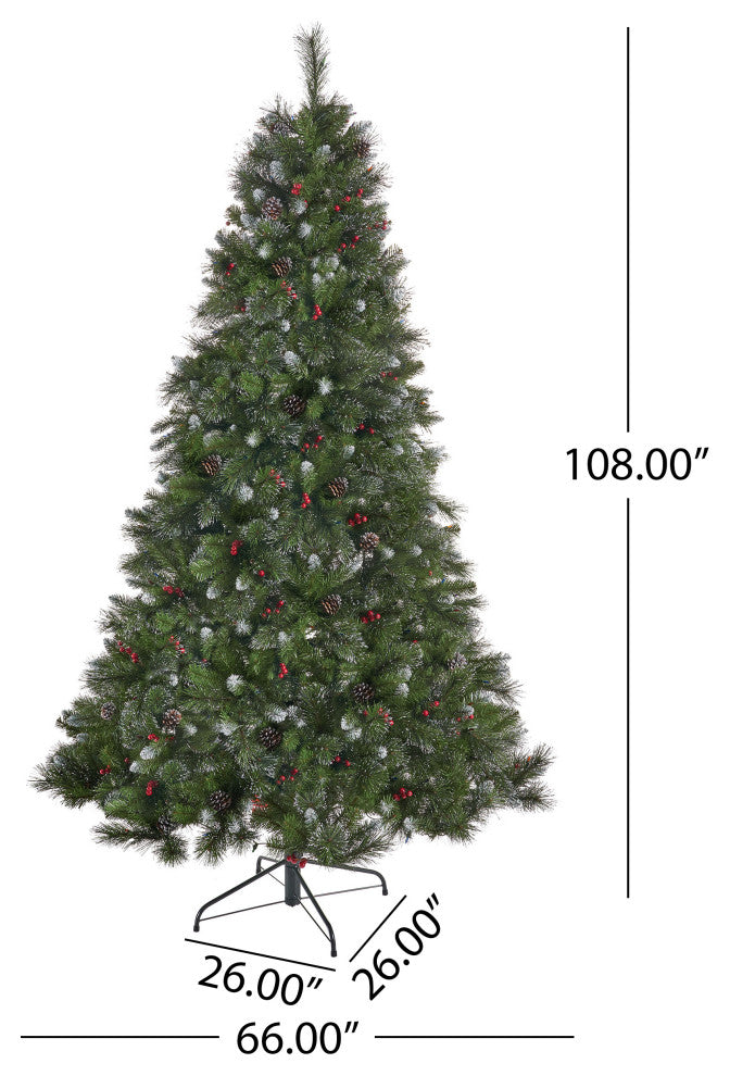 9' Mixed Spruce Artificial Christmas Tree, Pre-Lit Multi-Colored