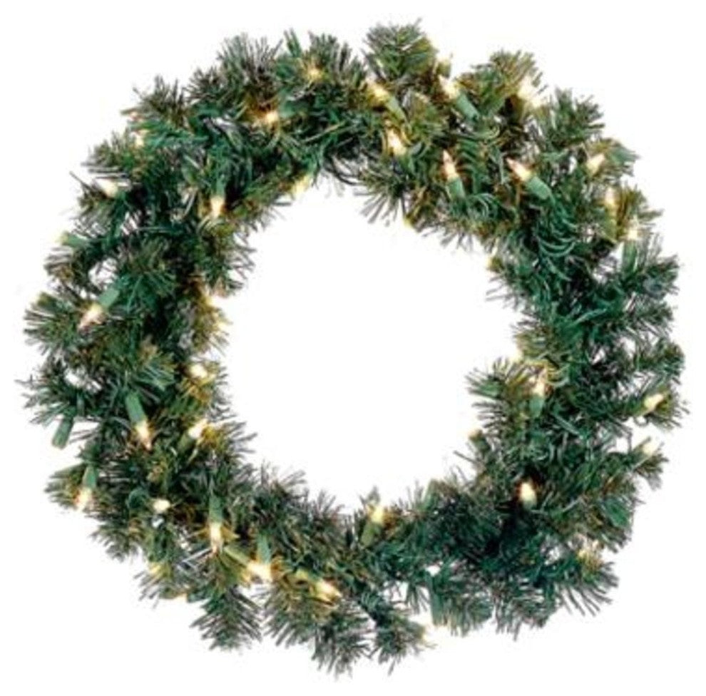 18" Pre-Lit Deluxe Windsor Pine Artificial Christmas Wreath - Clear Lights