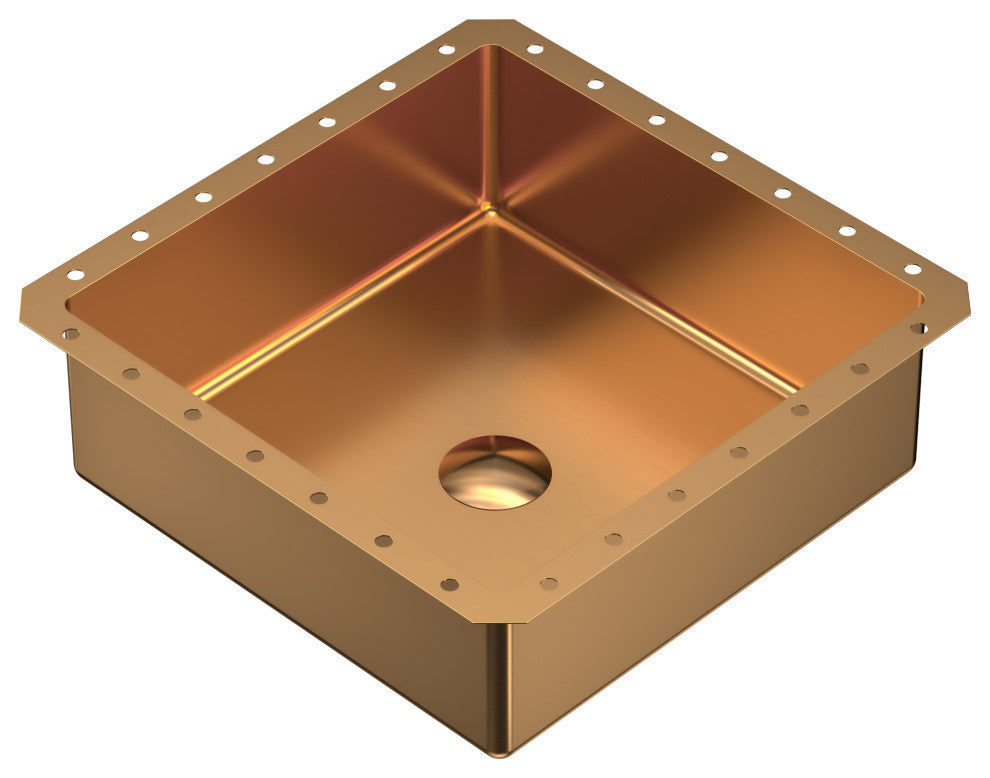 Karran Cinox Stainless Steel Square Undermount Sink, Brushed Copper