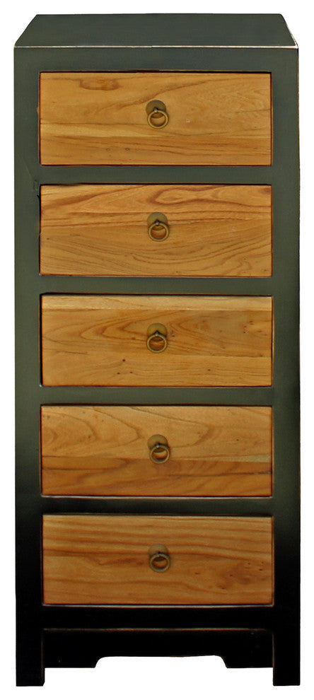 Black & Brown Five Drawers Slim Chest of Drawers Cabinet Hcs4184