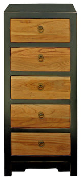 Black & Brown Five Drawers Slim Chest of Drawers Cabinet Hcs4184