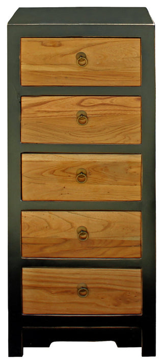 Black & Brown Five Drawers Slim Chest of Drawers Cabinet Hcs4184