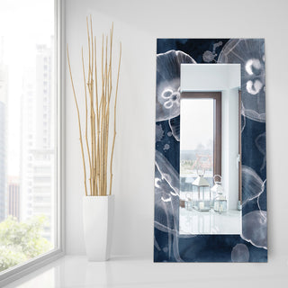Jellies Rectangular Beveled Mirror on Free Floating Printed Tempered Art Glass
