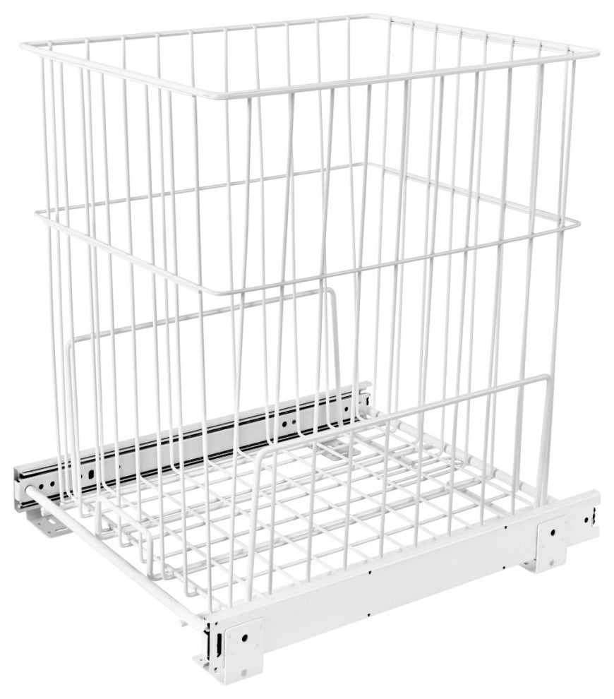 Steel Wire Pull Out Hamper for Vanity/Closet Applications, White