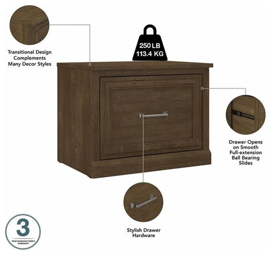Woodland 24W Small Shoe Bench with Drawer in Ash Brown - Engineered Wood