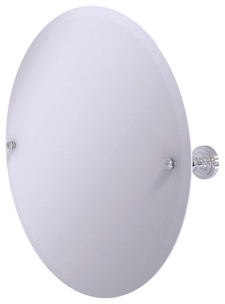Frameless Round Tilt Mirror with Beveled Edge, Polished Chrome