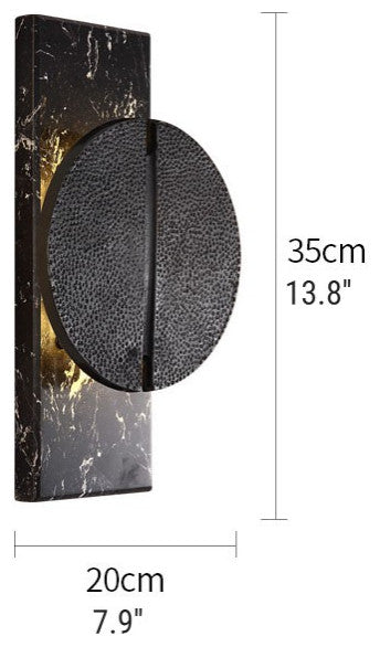 Modern Marble Wall Lamp in Designer Style for Living Room, Bedroom, Black, Cool Light