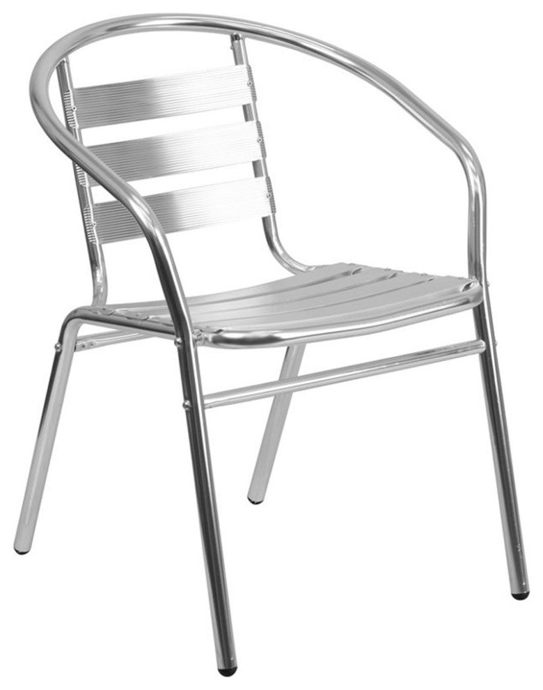 23.5'' Round Aluminum Indoor-Outdoor Table Set with 2 Slat Back Chairs