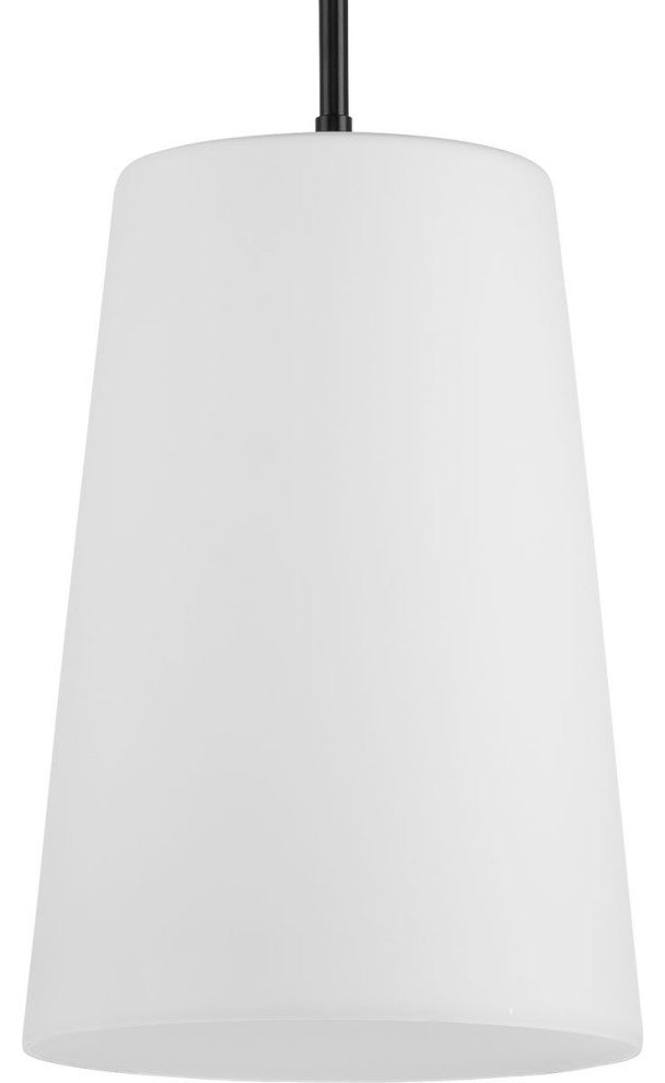 Clarion Collection One-Light Matte Black Etched White Transitional Pendant