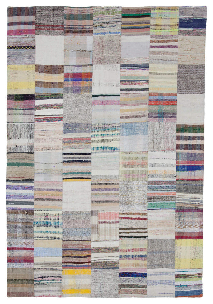 Rug N Carpet - Handmade Oriental 6' 7'' x 9' 10'' Rustic Patchwork Kilim Rug