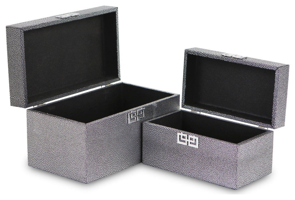 Set of Two Gray Wooden Boxes