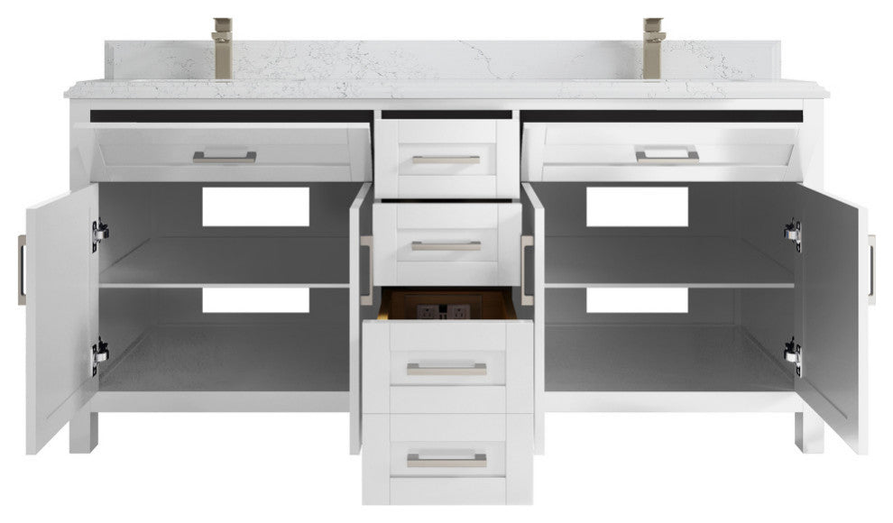 Cambridge 72 Double Sink Bath Vanity in White 1.5" Empira Quartz
