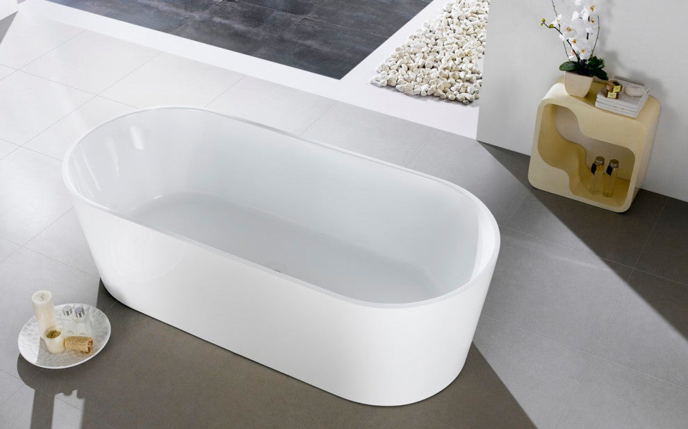 Kube Ovale 67" White Free Standing Bathtub