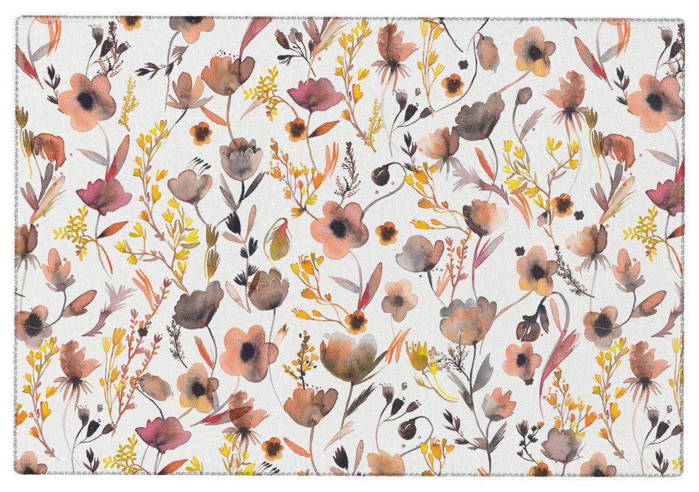 Ninola Design Camomile Floral Gold Area Rug