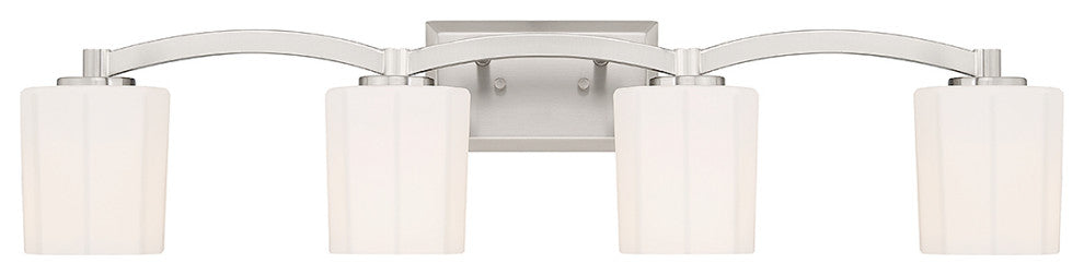 Whitney 4-Light Bathroom Vanity Light, Matte Black, Satin Nickel