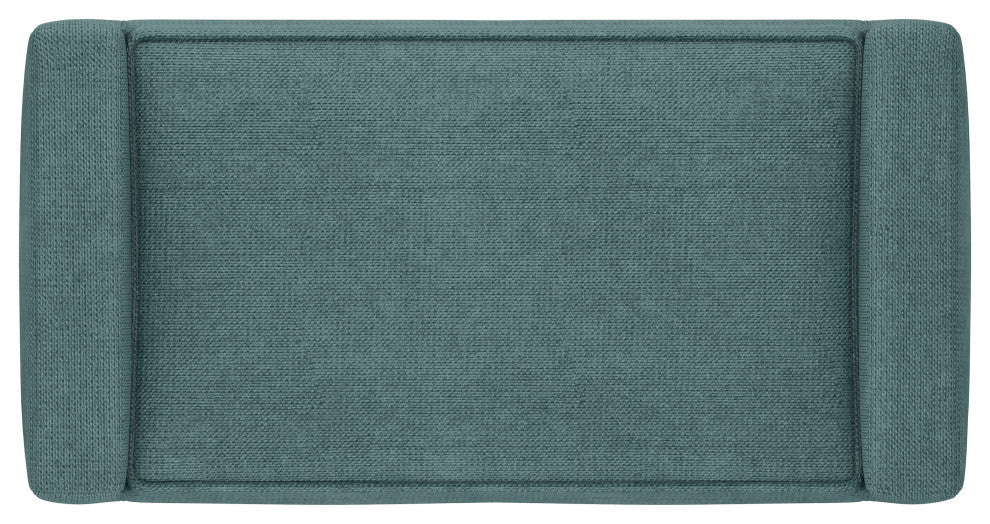 Scott Solid Hardwood Small Ottoman Bench, Smoky Teal