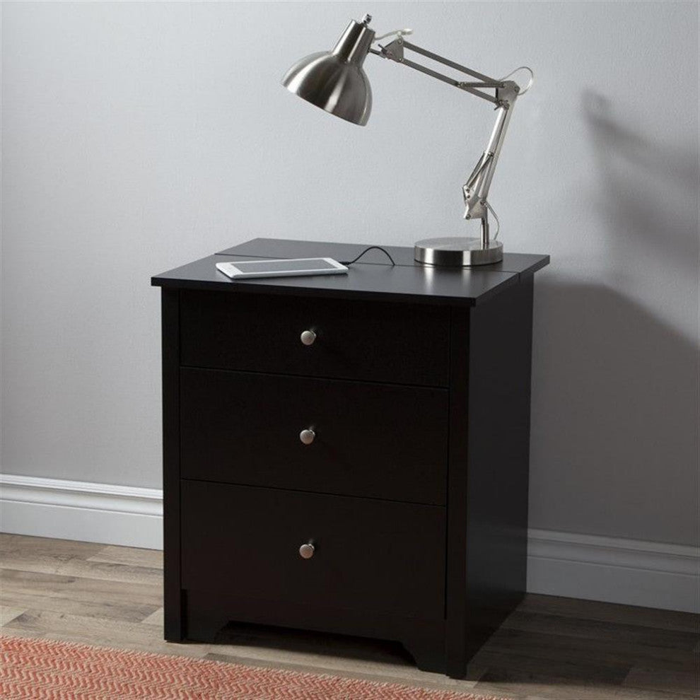 South Shore Vito Nightstand in Pure Black