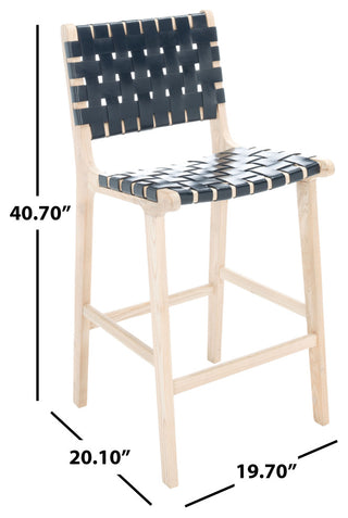 Safavieh Adah Leather Counter Stool, Black / Natural