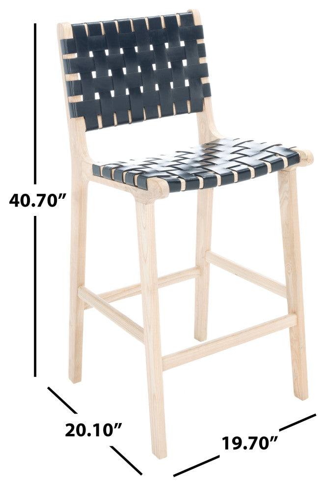 Safavieh Adah Leather Counter Stool, Black / Natural
