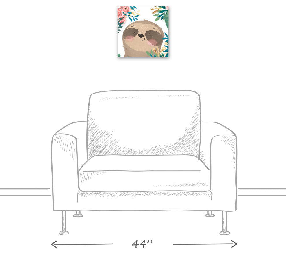 Bashful Sloth 12x12 Canvas Wall Art