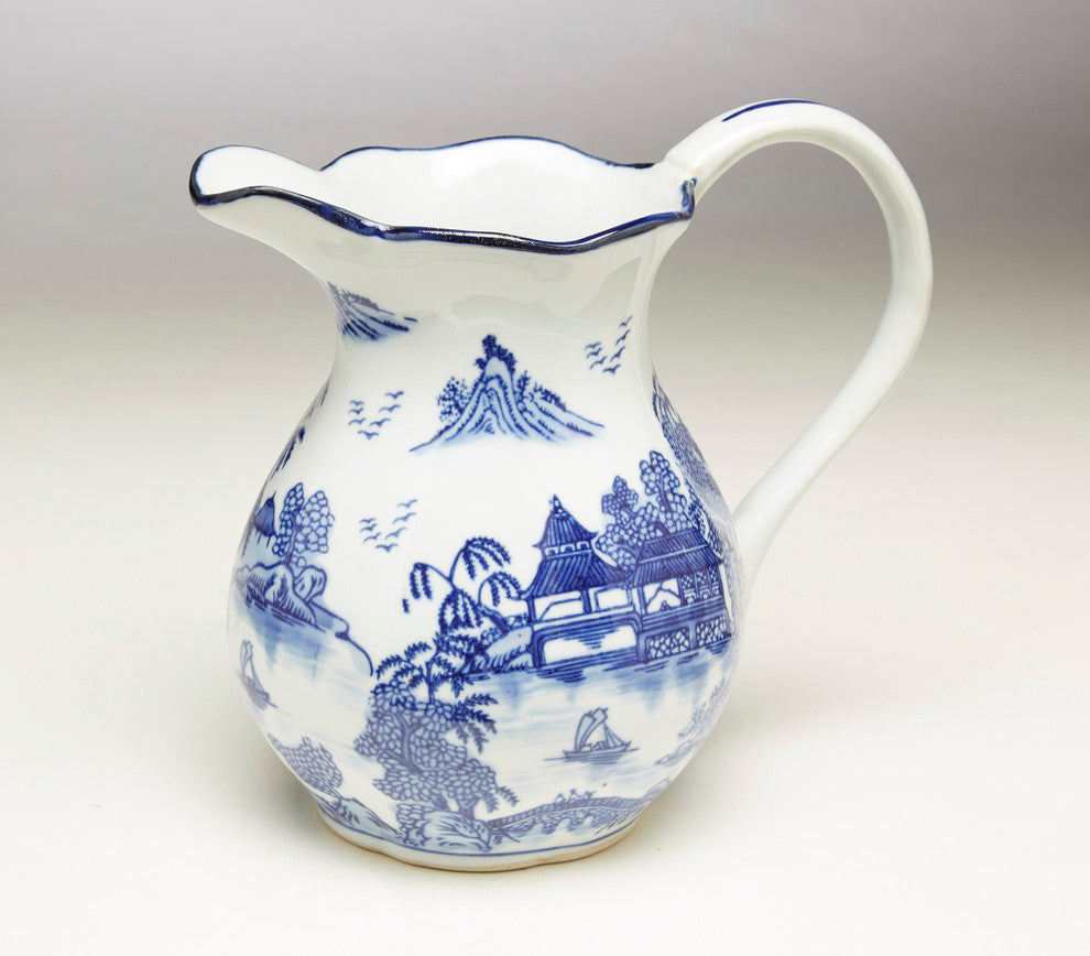 8.5" Blue & White Pitcher