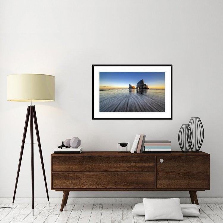 "Wharaiki Beach" Framed Digital Print by Hua Zhu, 44x30"