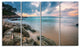 "Gloomy Tropical Sunset Beach" Extra Large Seascape Art Canvas, 4Panel, 48"x28"