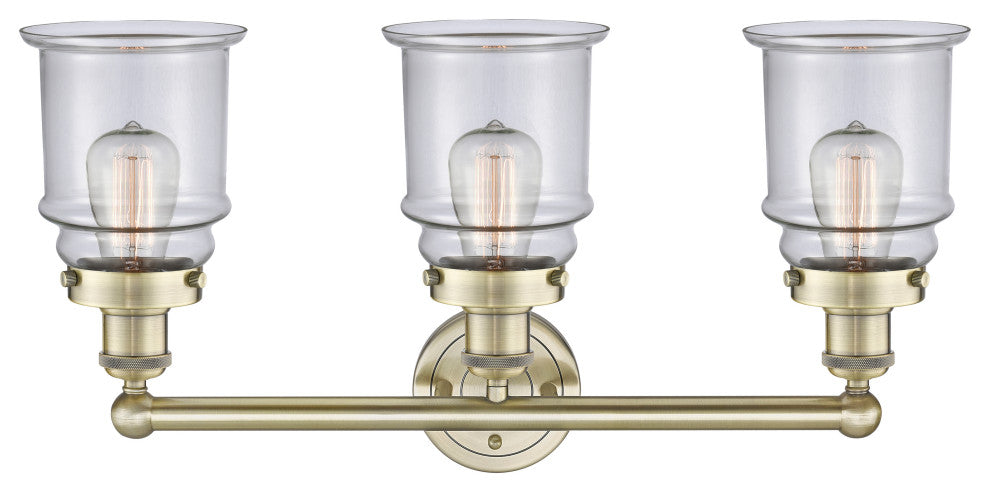Canton 3-Light 24" Bath Vanity Light, Antique Brass Finish, Clear Shade