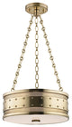 Gaines, 16" Pendant, Aged Brass Finish, Frosted Inside-Clear Outside Glass