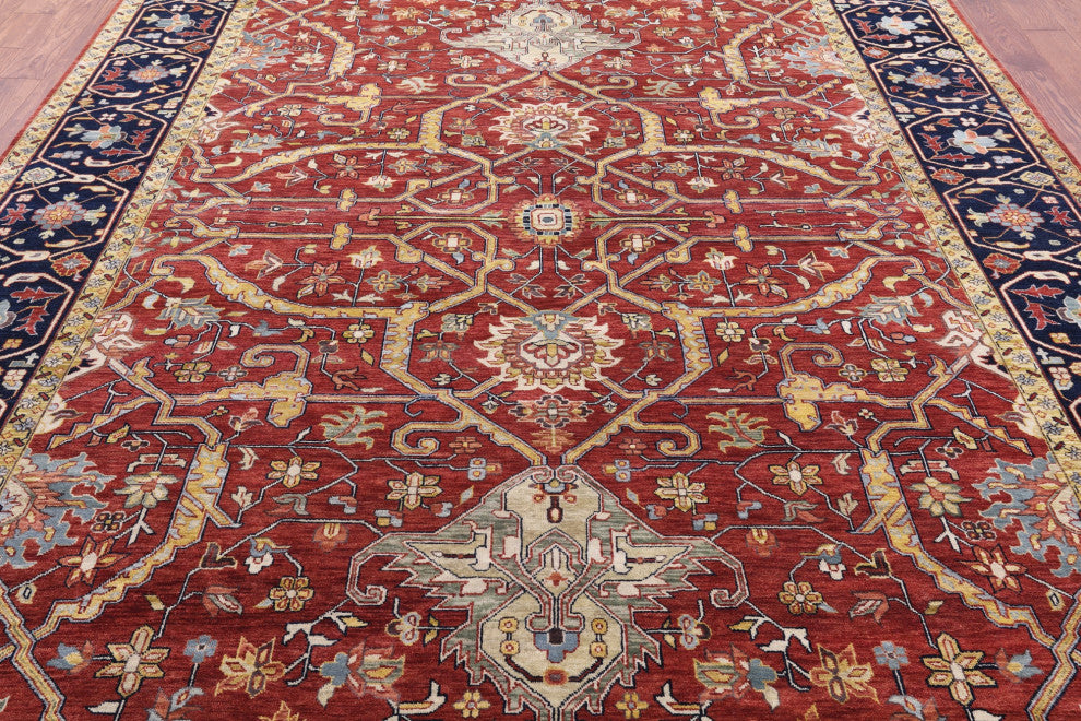 9' 0" X 11' 11" Hand-Knotted Persian Fine Serapi Wool Rug - Q14698