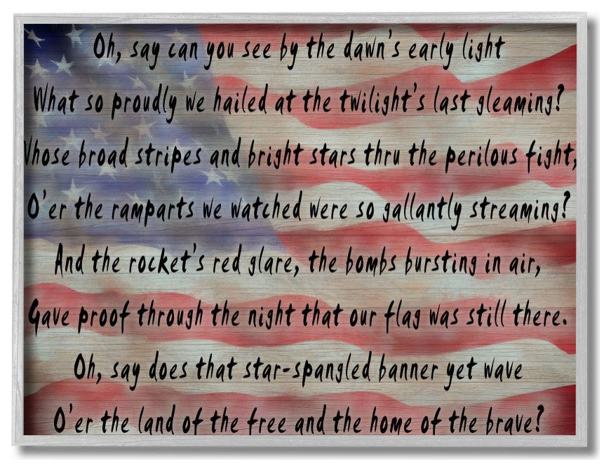 American Flag Song Quote Word Design, 16"x20"