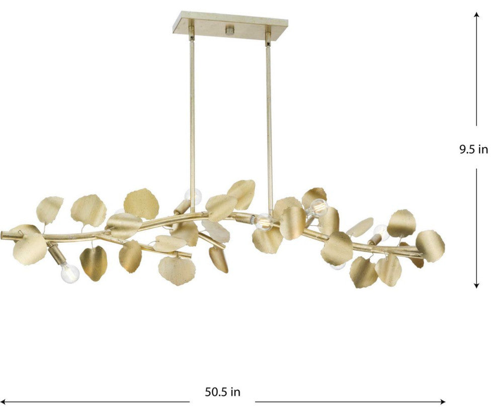 Laurel Collection 7-Light Island Linear Chandelier Light, Gilded Silver