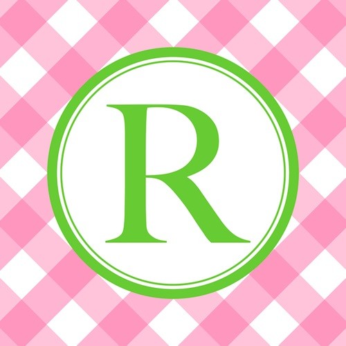 "Letter R - Circle Plaid" Pillow 16"x16"