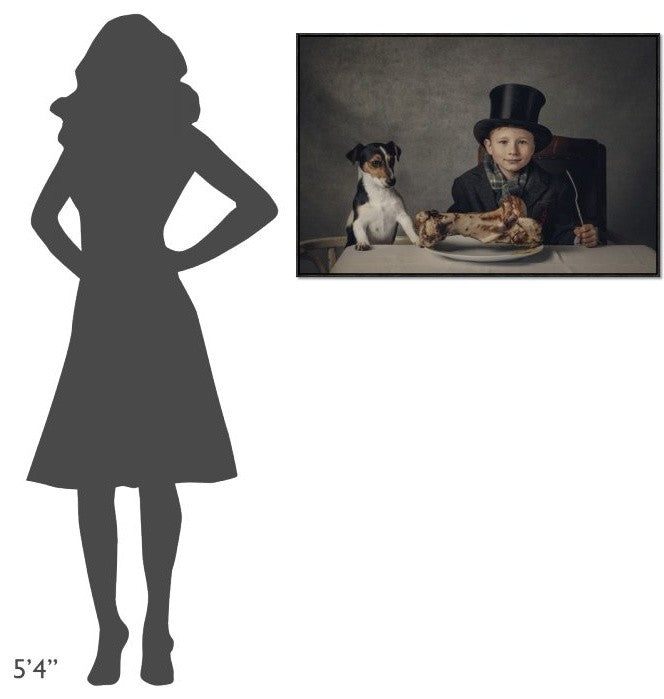 "The Dinner" Framed Canvas Giclee by Monika Vanhercke, 37x25"