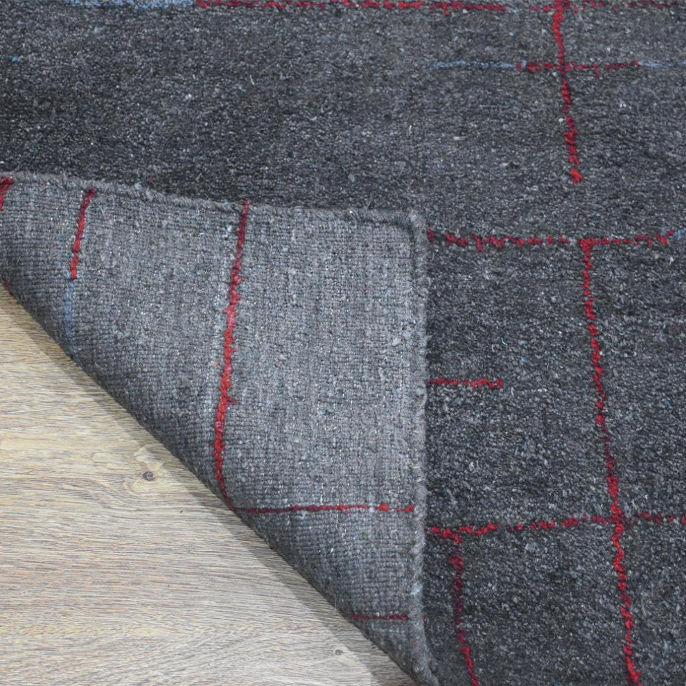 HAND KNOTTED LOOM SILK ECO-FRIENDLY RUG-5'x8',Rectangle,Charcoal Red,Contemporar