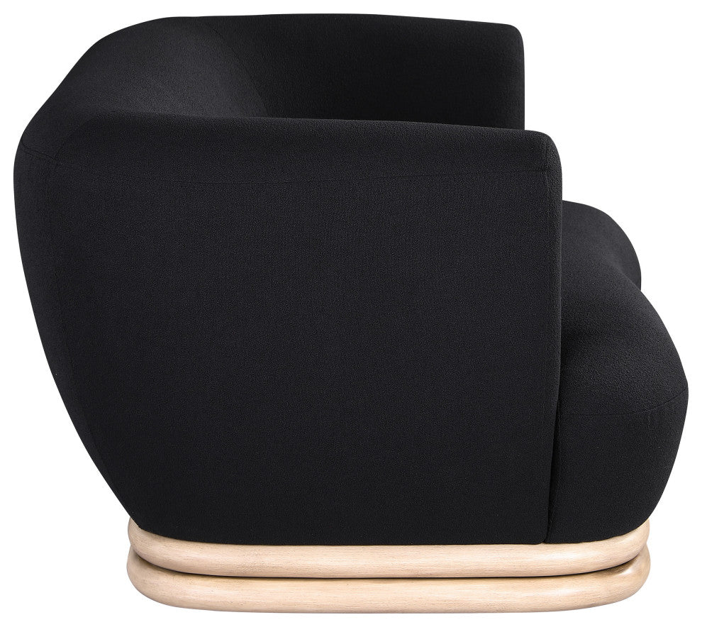Kipton Boucle Fabric Upholstered Loveseat, Black