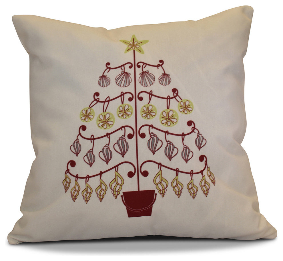Decorative Holiday Pillow Geometric Print, Cranberry, 26"x26"