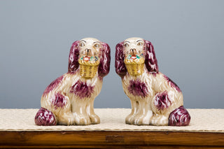 Dogs With Basket, Red, 2-Piece Set