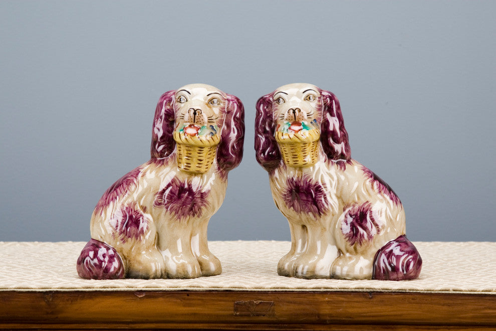Dogs With Basket, Red, 2-Piece Set