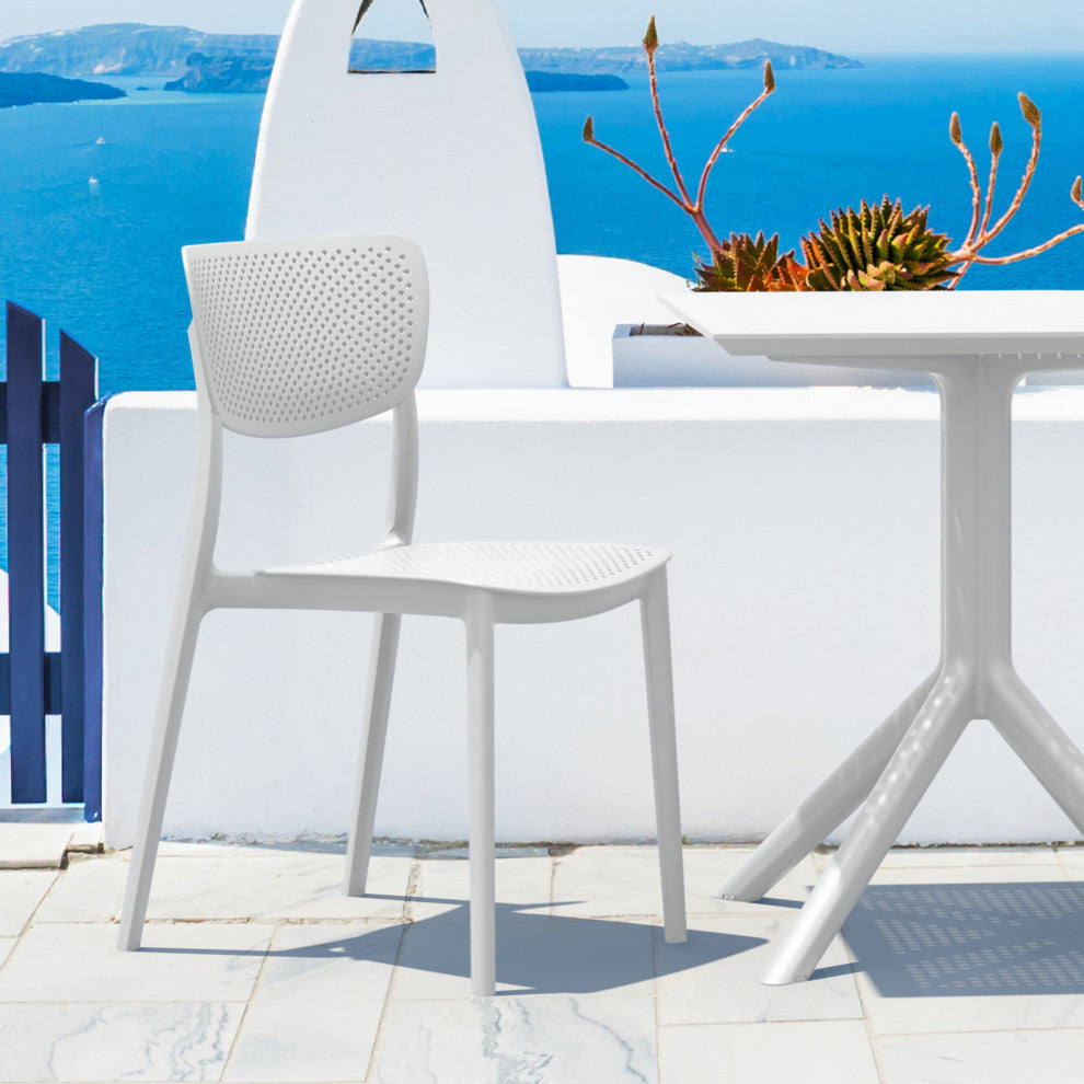 Lucy Outdoor Bistro 3-Piece Set With 24" Table Top White